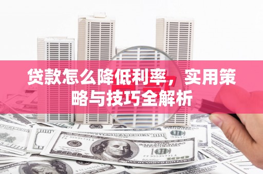 龙子湖贷款怎么降低利率，实用策略与技巧全解析