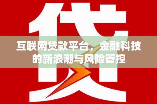 龙子湖互联网贷款平台，金融科技的新浪潮与风险管控